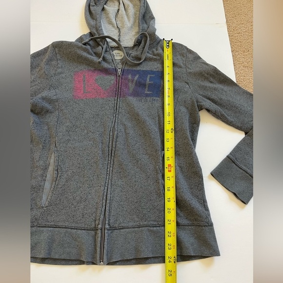 Life is good Love Hooded Full Zip Sweatshirt Gray Size Medium - Picture 6 of 6